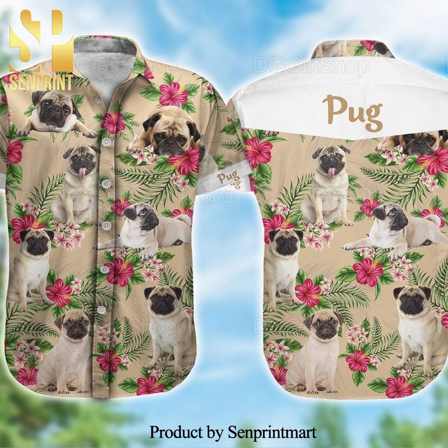 Pug 3D Hawaiian Shirt