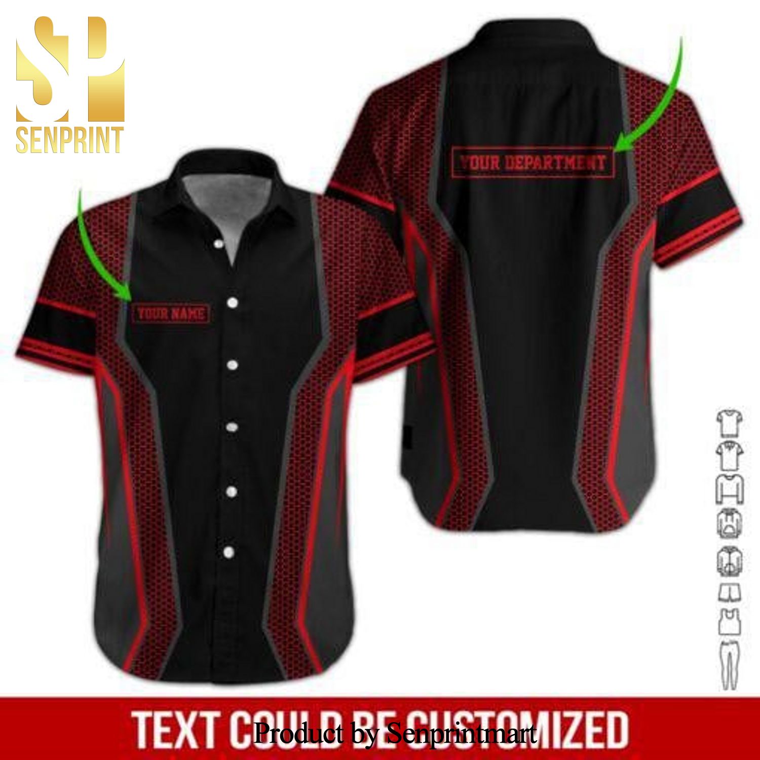 Red Workwear Style Custom Name Cool Version Hawaiian Shirt