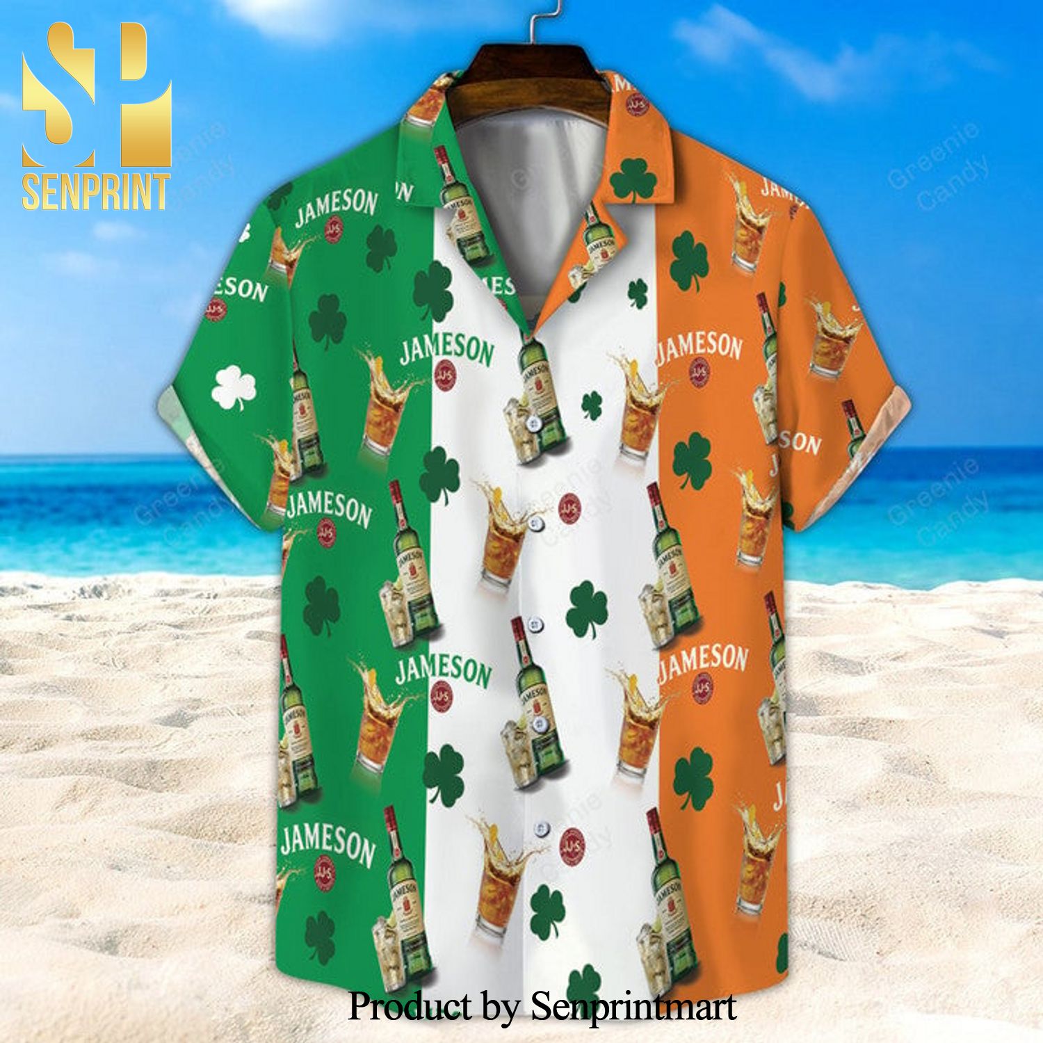 Seamless Jameson Irish Whiskey Ireland Flag Hot Outfit All Over Print Hawaiian Shirt