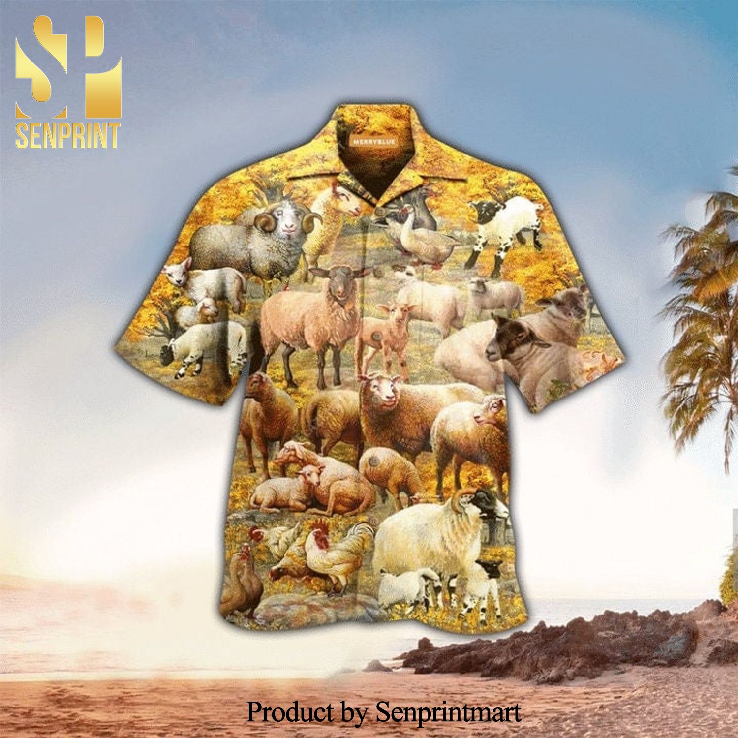 Sheep In Autumn Yellow Best Outfit Hawaiian Shirt