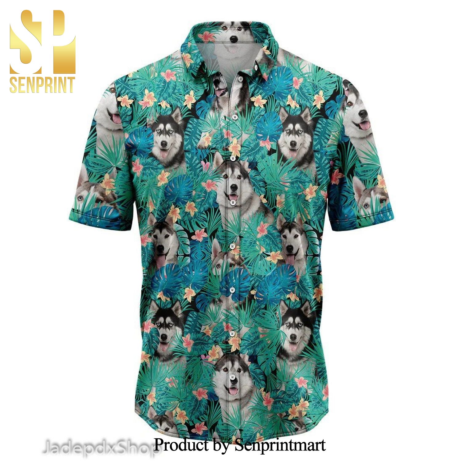 Siberian Husky Tropical Holiday Time Hawaiian Shirt