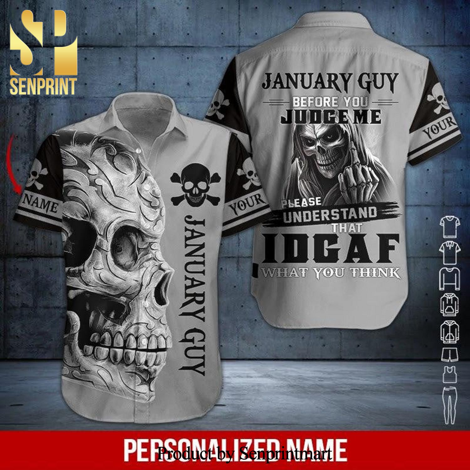 Skull January Guy Custom Name Hypebeast Fashion Hawaiian Shirt