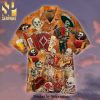 Skull Skeleton Covered With Flowers Halloween Combo Full Printing Hawaiian Shirt