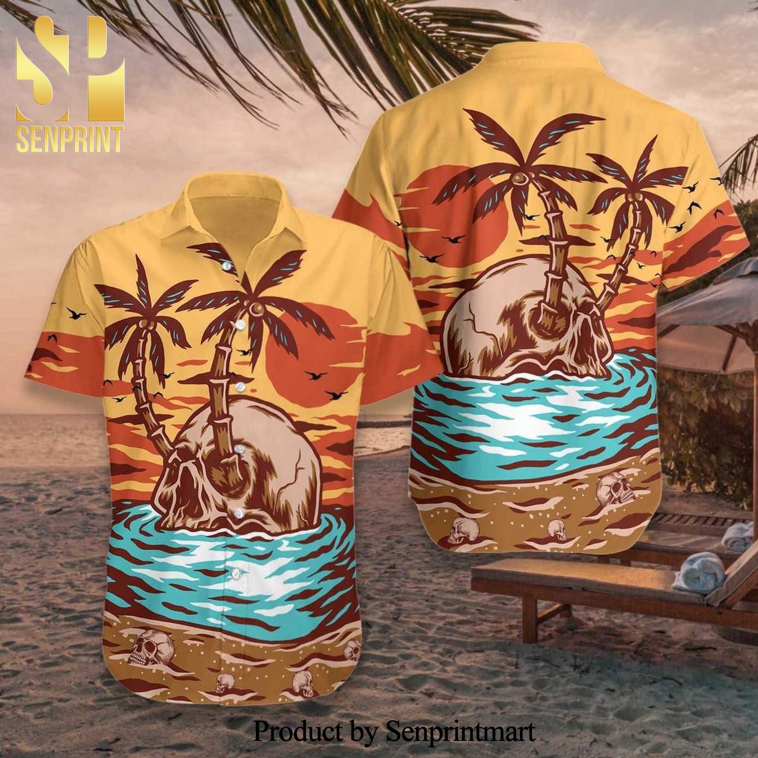 Skull Summer Beach New Style Full Print Hawaiian Shirt