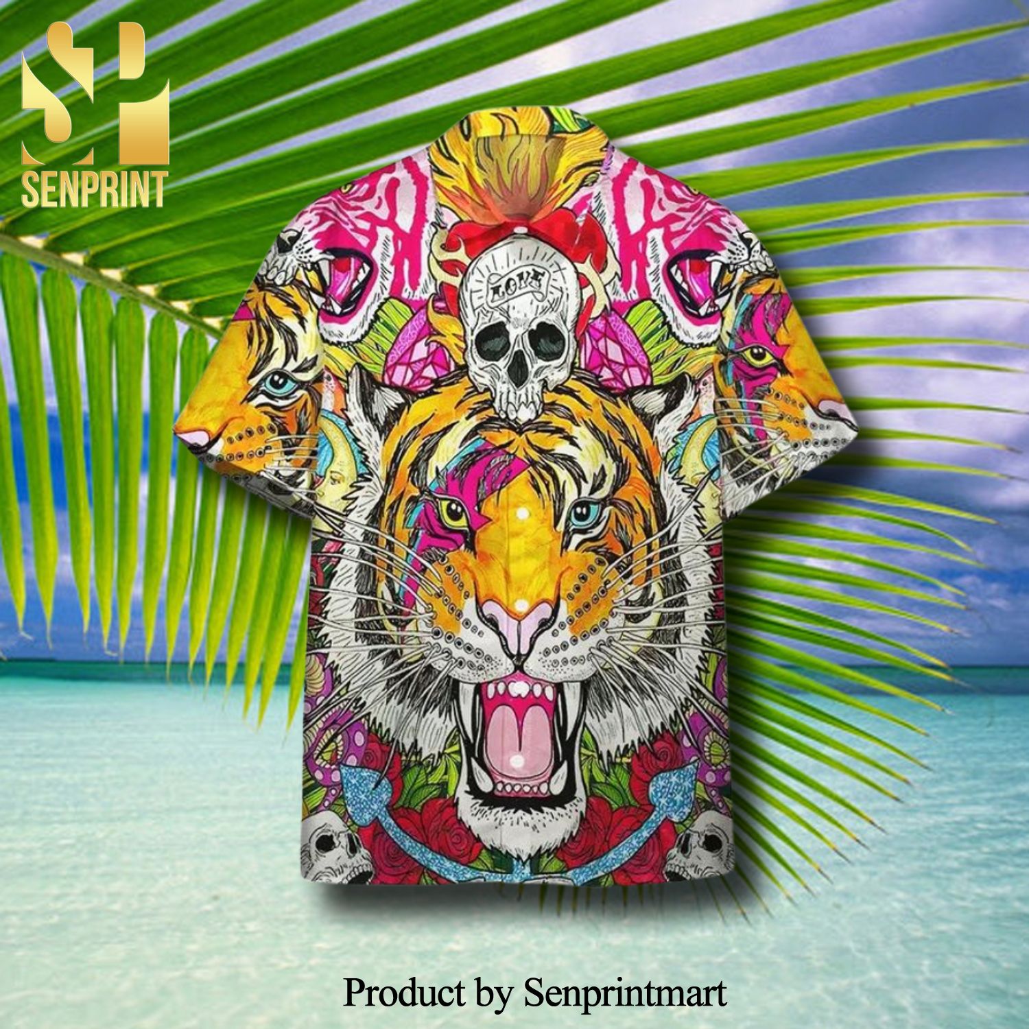 Skull Tiger 3D Hawaiian Shirt