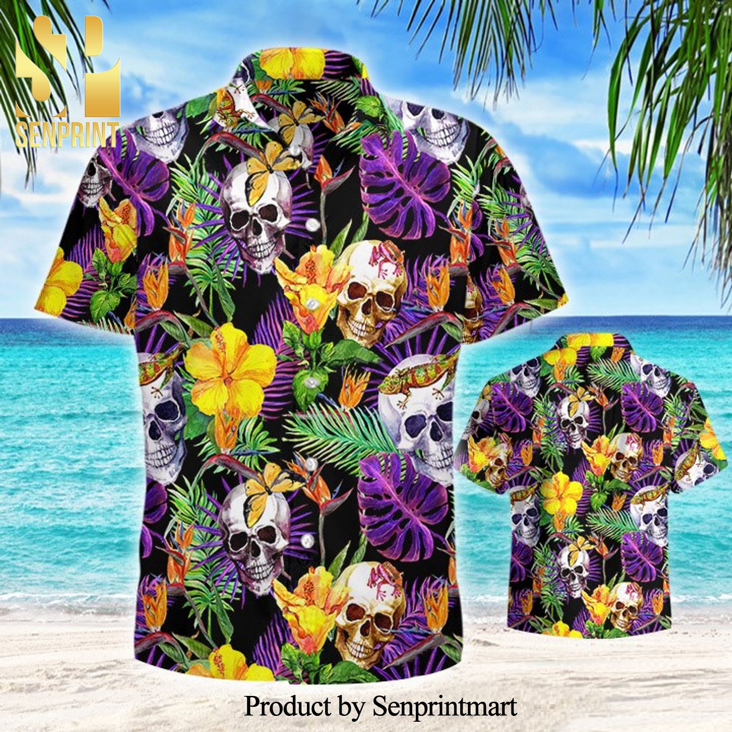 Skull Tropical Full Print Hawaiian Shirt