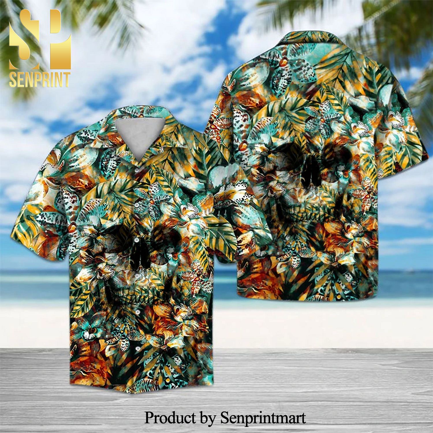 Skull Tropical Full Printed Hawaiian Shirt