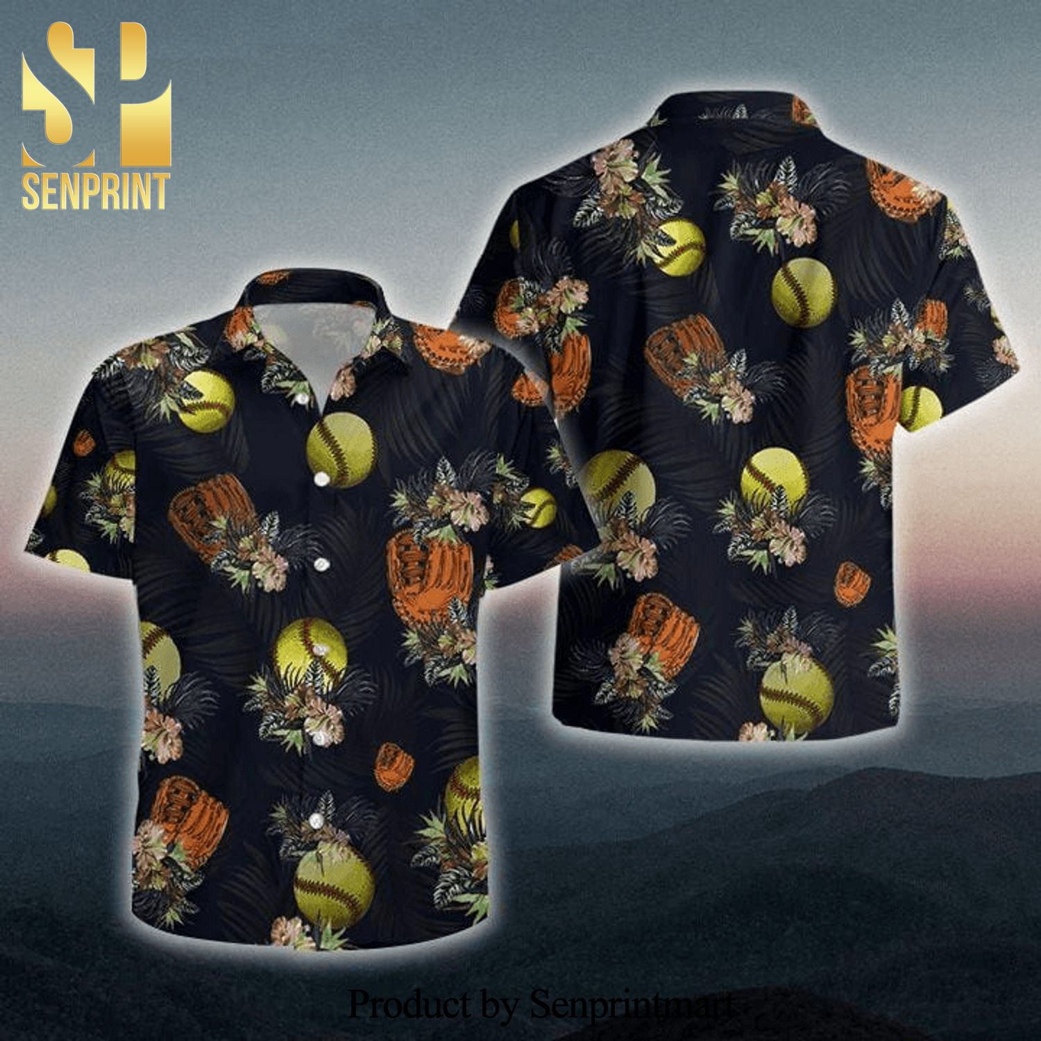 Softball Tropical Cool Version Full Print Hawaiian Shirt