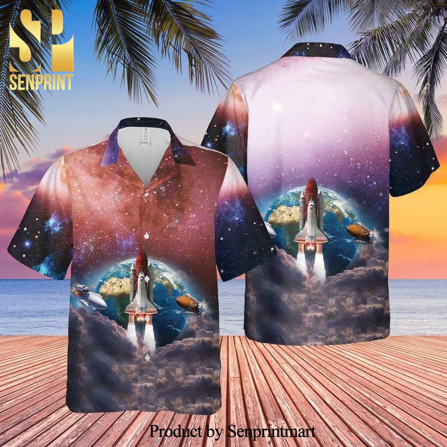 Space Shuttle Full Print Hawaiian Shirt