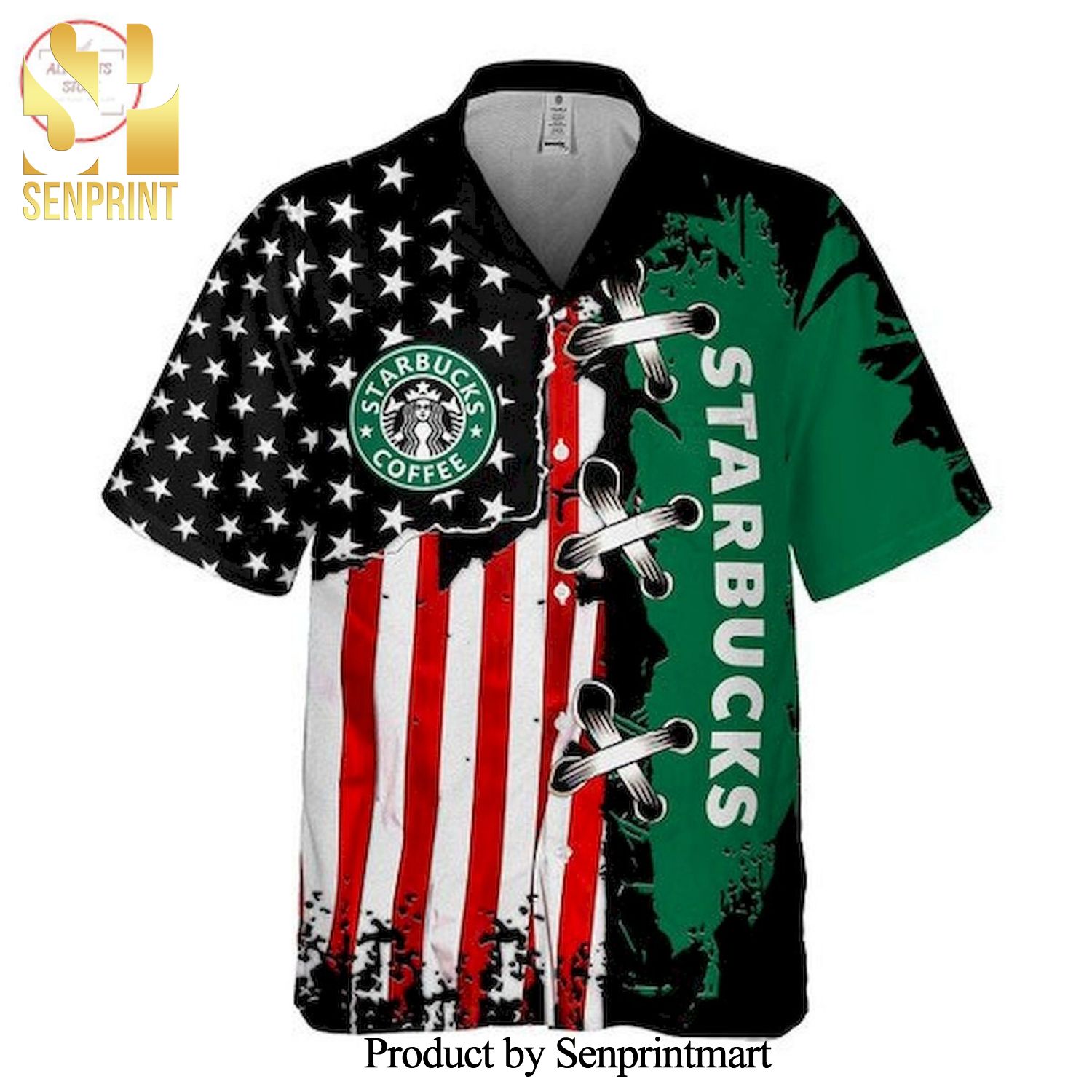 Starbucks Coffee Usa Flag Cool Version Full Print Hawaiian Shirt
