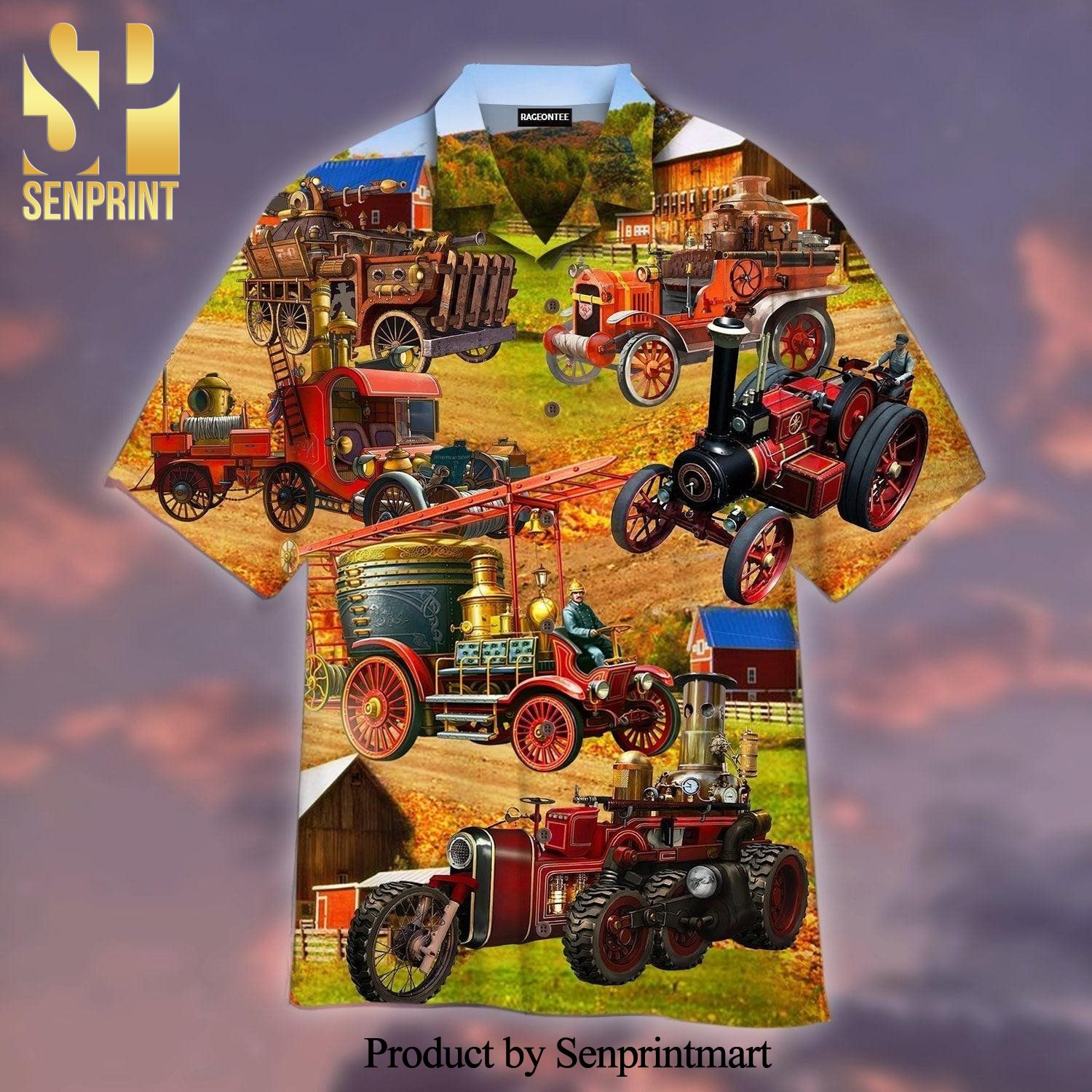 Steampunk Fire Truck Combo Full Printing Hawaiian Shirt