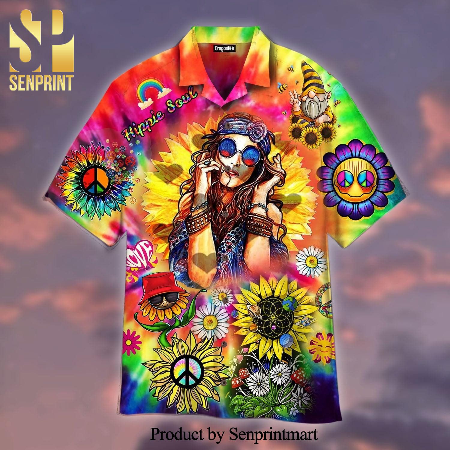 Sunflower Colorful Hippie Hawaiian Set Hawaiian Shirt