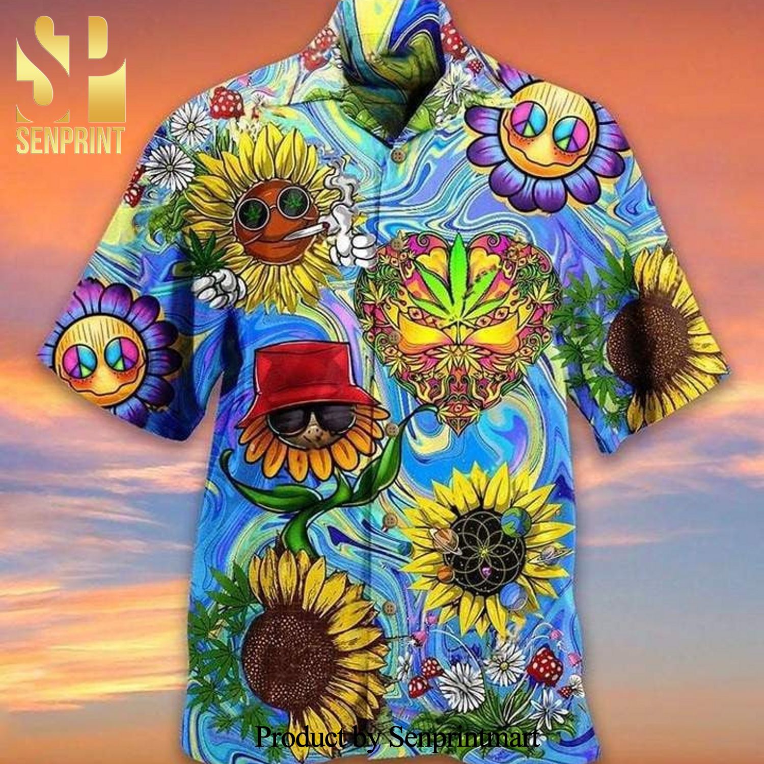 Sunflower Weed Hippie Awesome Outfit Hawaiian Shirt