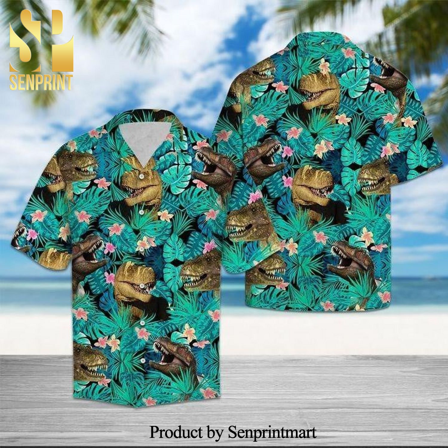 T- rex Tropical Summer Time Hawaiian Shirt