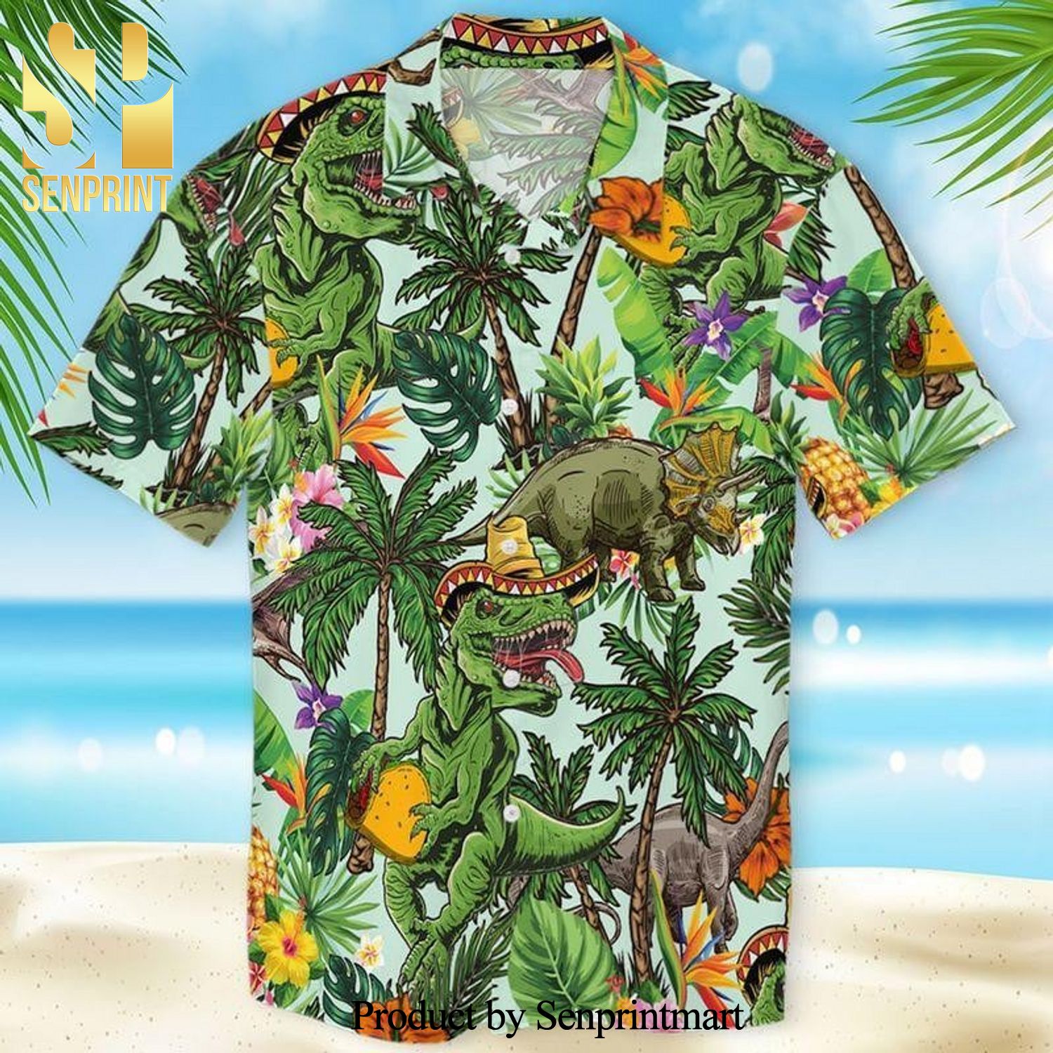 Taco T-rex Street Style All Over Print Hawaiian Shirt
