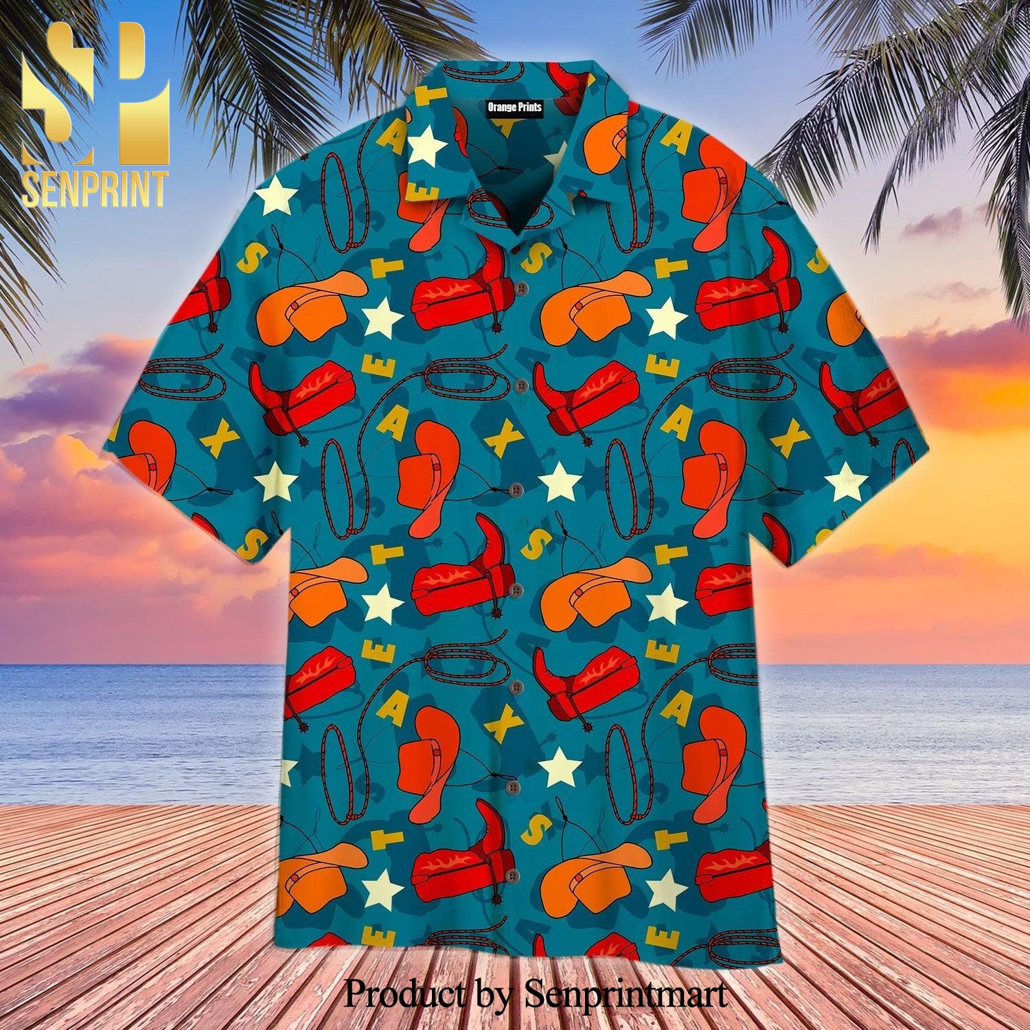 Texas Cowboy Style New Fashion Full Printed Hawaiian Shirt