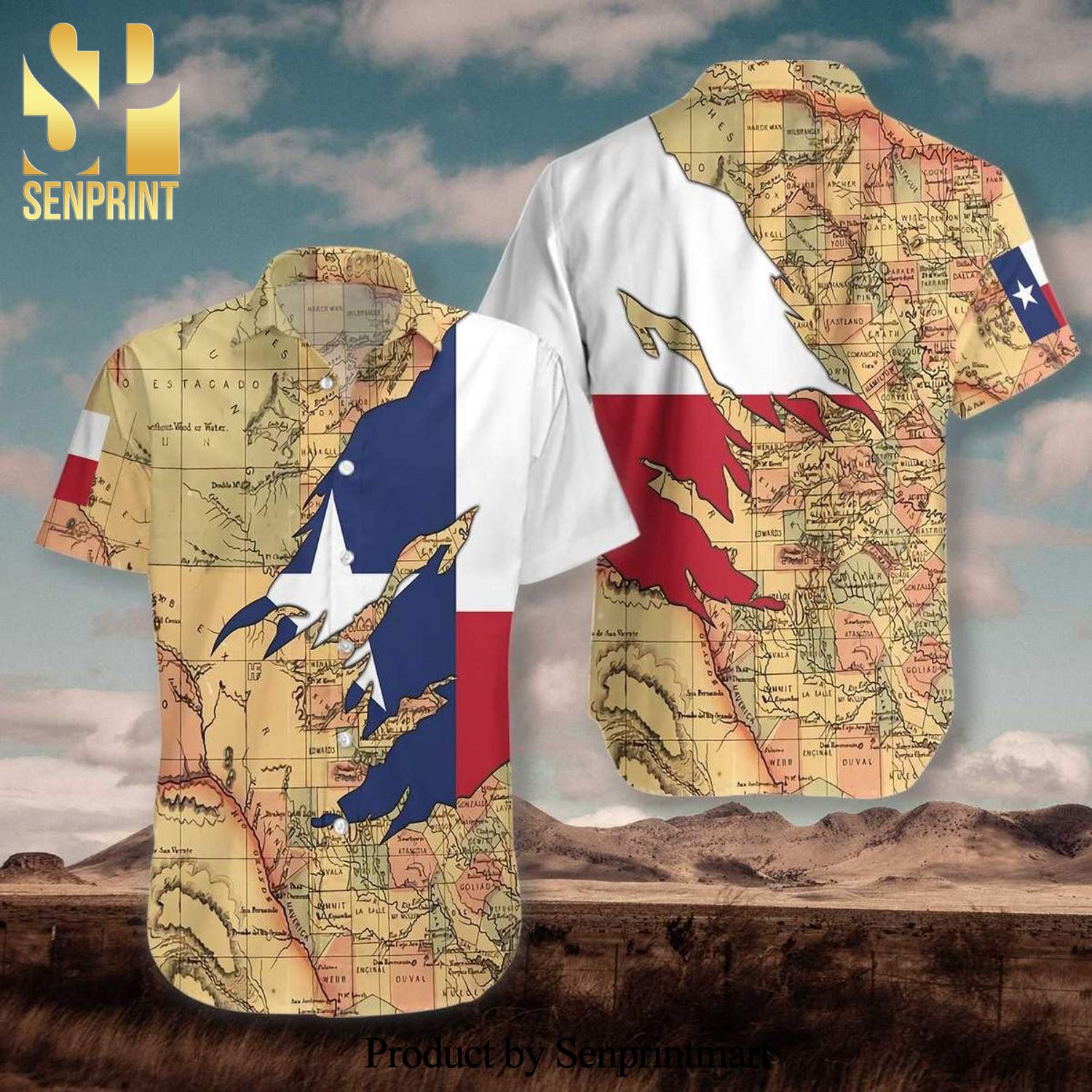 Texas Flag And Map Hot Outfit All Over Print Hawaiian Shirt