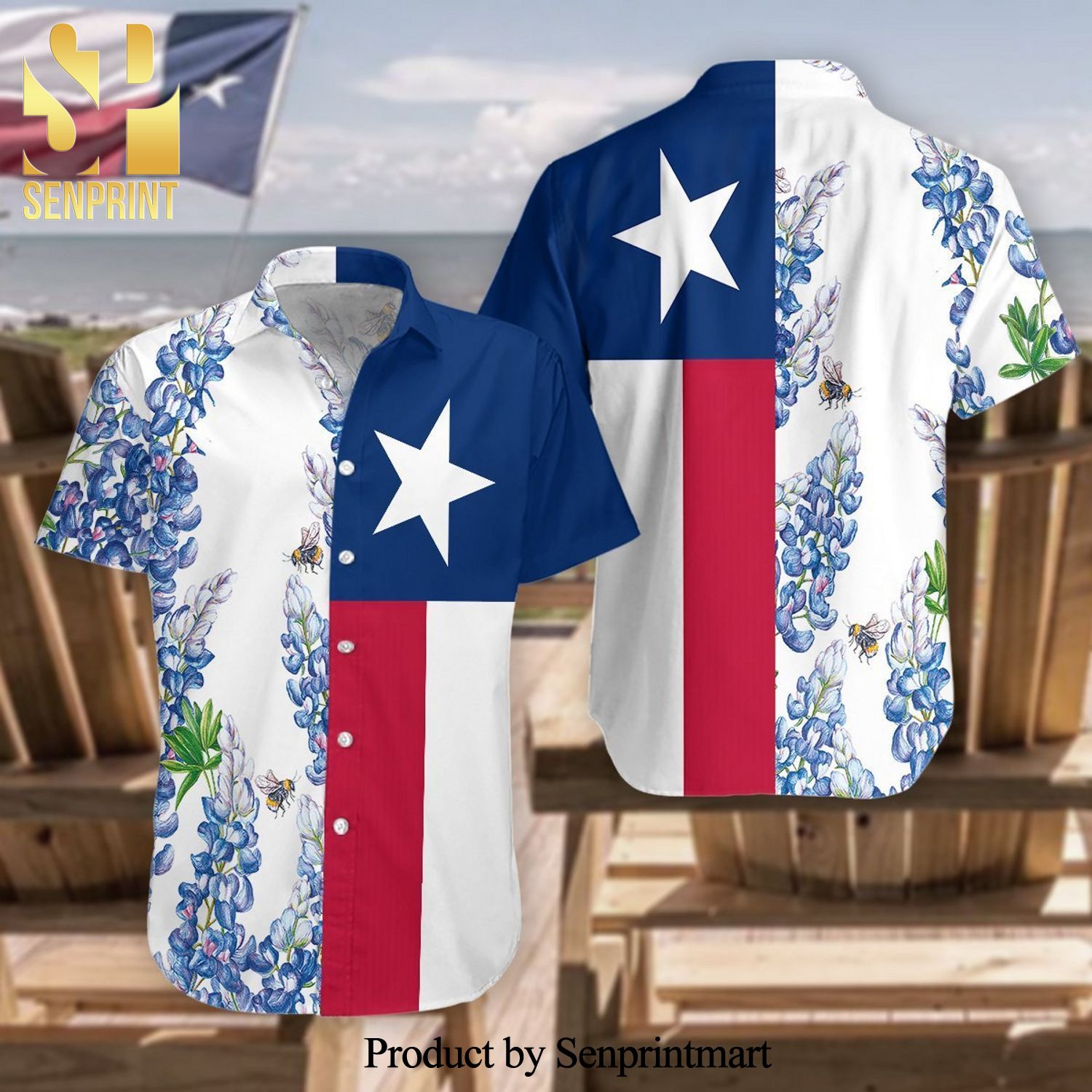 Texas Flag Bluebonnets New Style Full Print Hawaiian Shirt