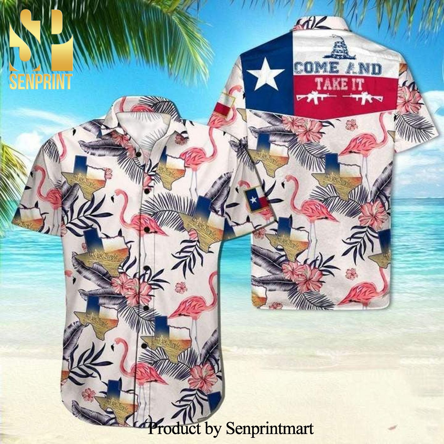 Texas Flamingo Come And Take It High Fashion Full Printing Hawaiian Shirt