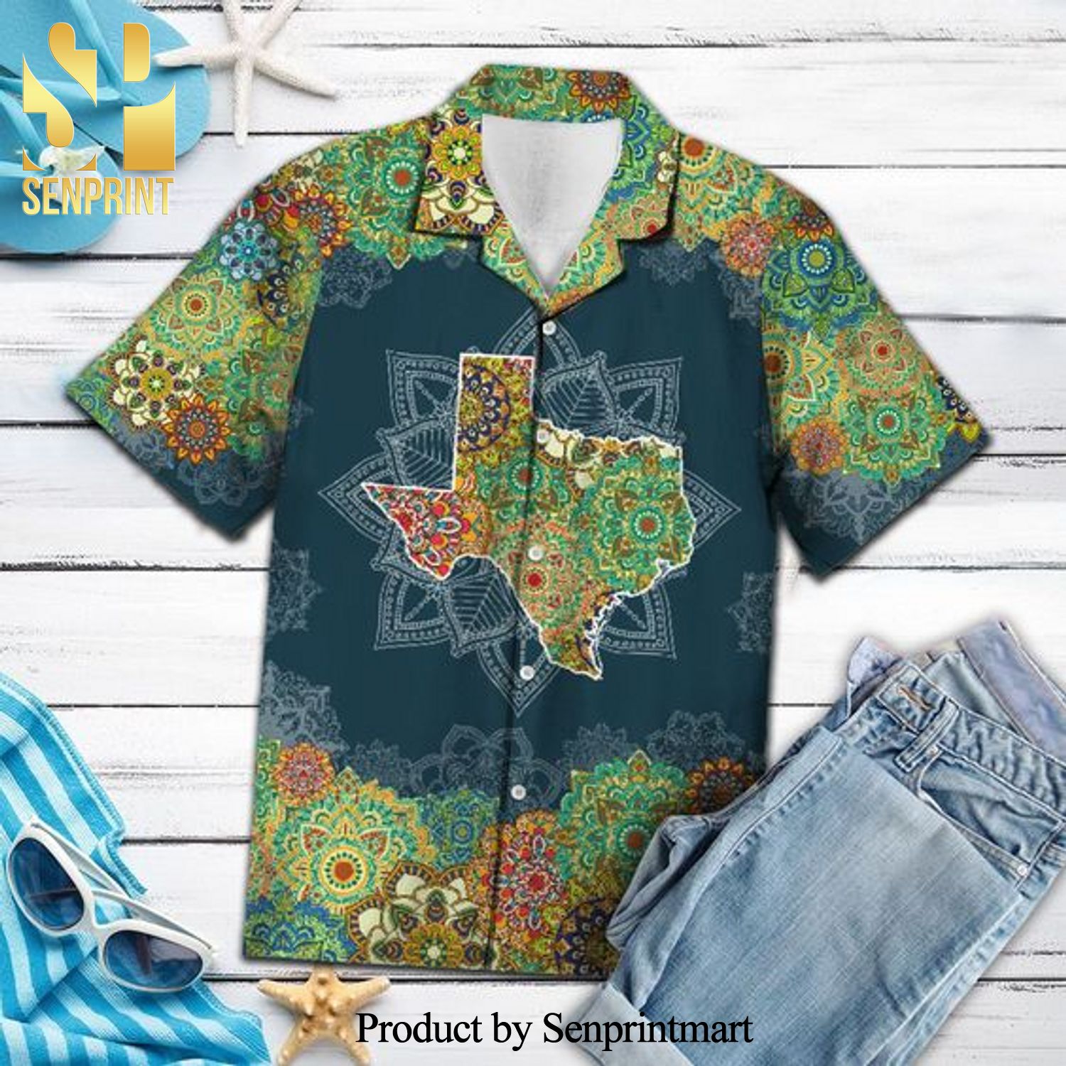 Texas Floral Mandala All Over Print Hawaiian Shirt