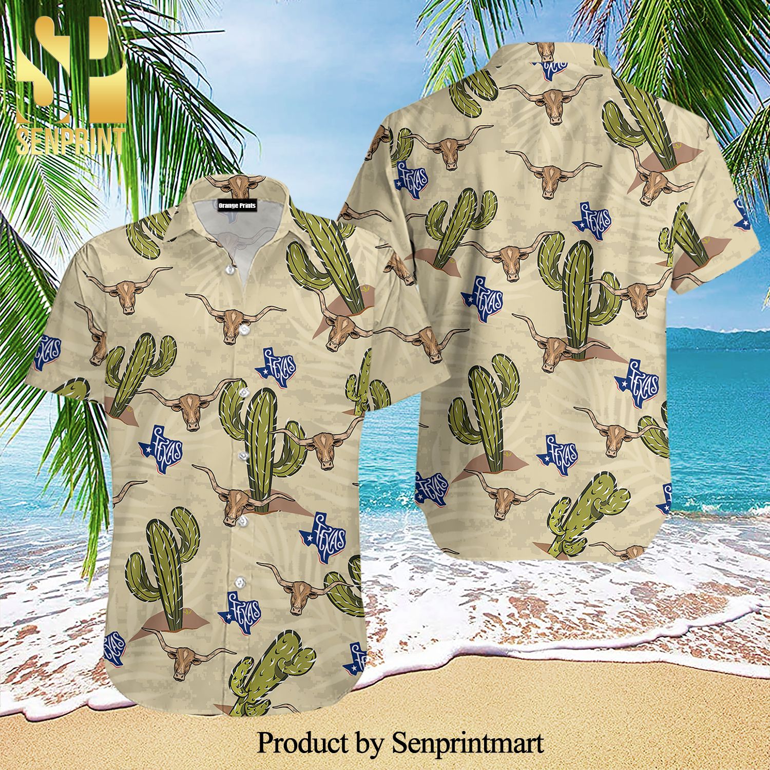 Texas Longhorn Cactus Cool Version Hawaiian Shirt