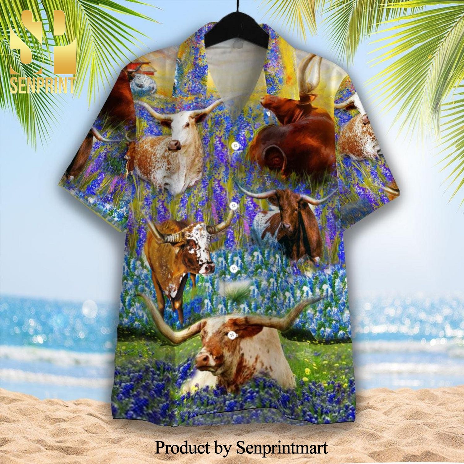 Texas Longhorn In Bluebonnets Best Outfit Hawaiian Shirt