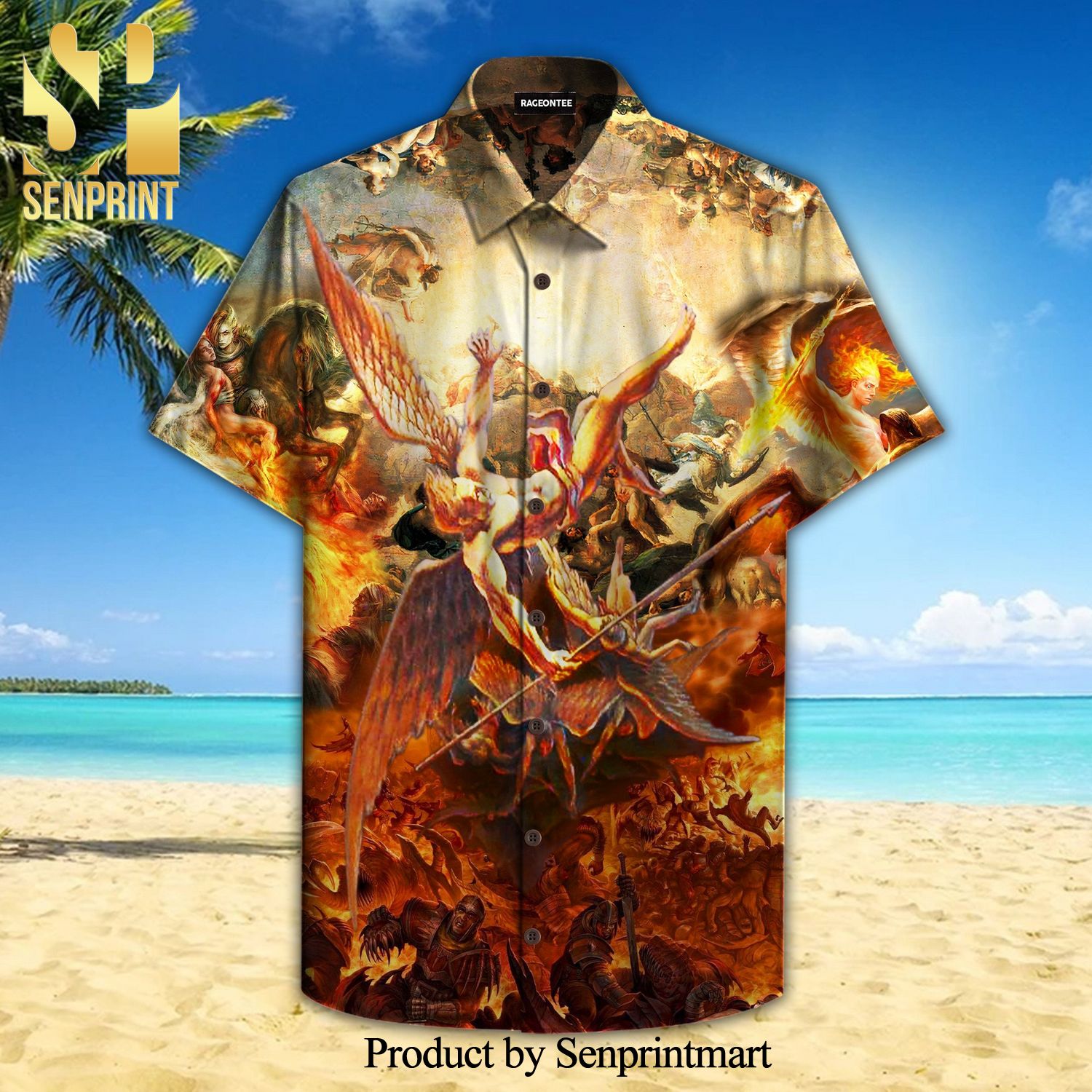 The Fallen Angel Lucifer 3D Hawaiian Shirt