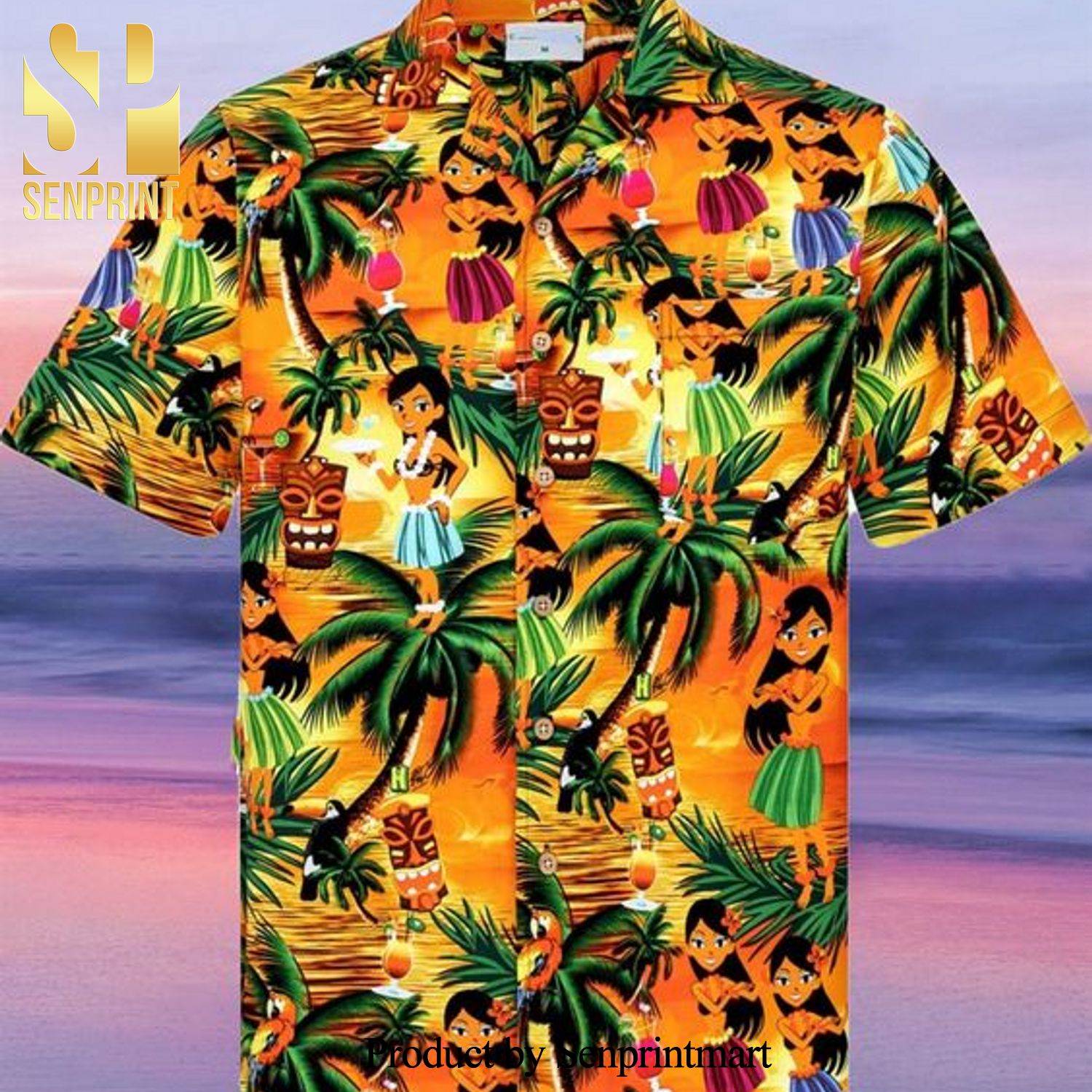 Tiki Aloha All Over Printed Hawaiian Shirt