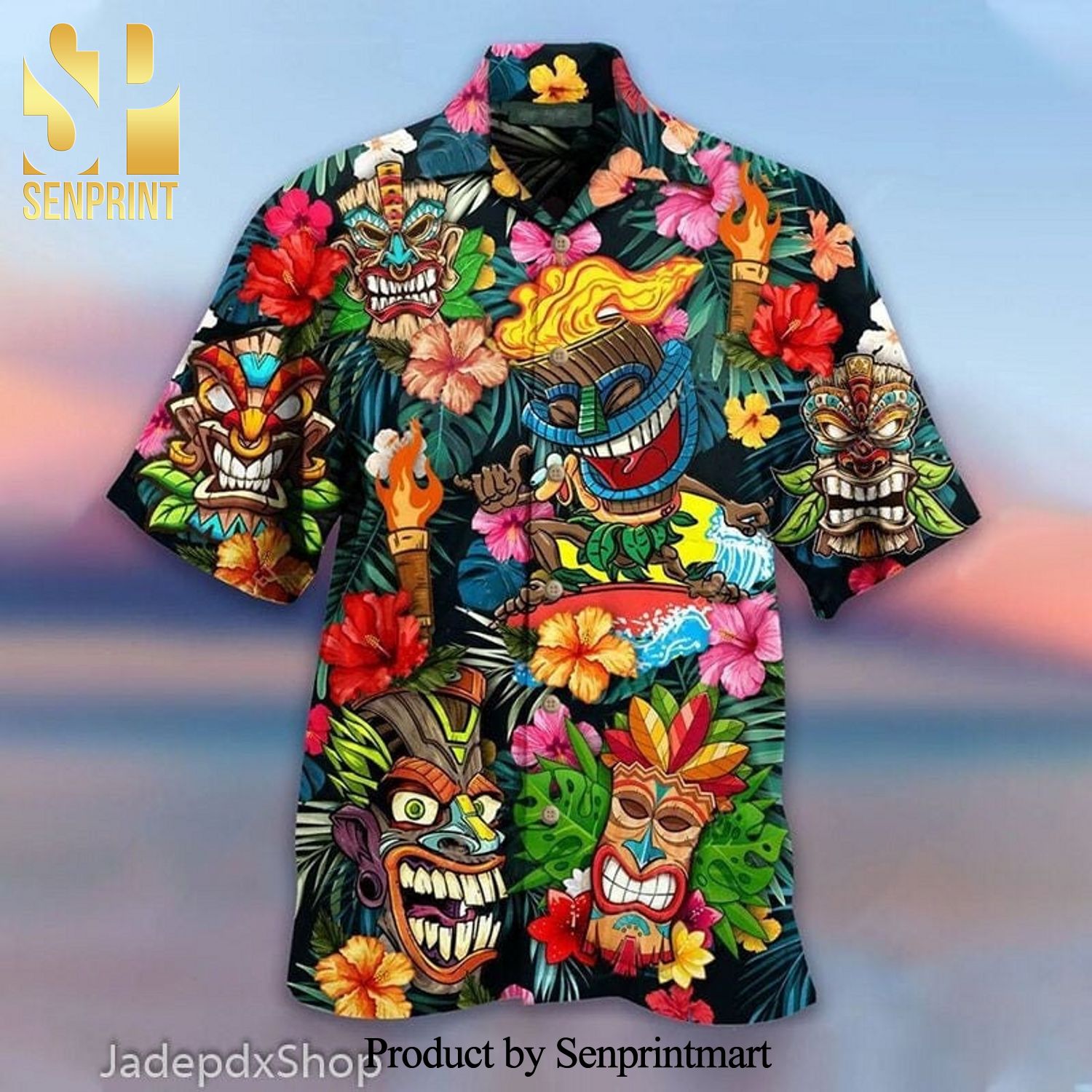 Tiki Tropical tribe abstract beach Full Print Hawaiian Shirt