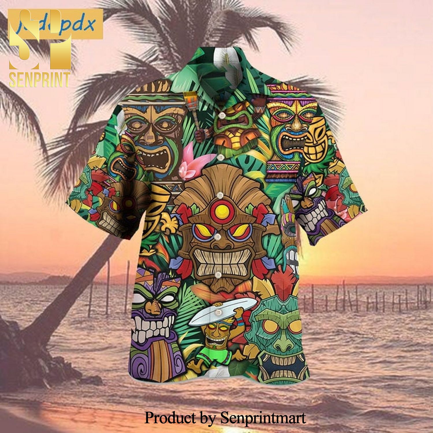Tiki With Tropical Style All Over Printed Hawaiian Shirt