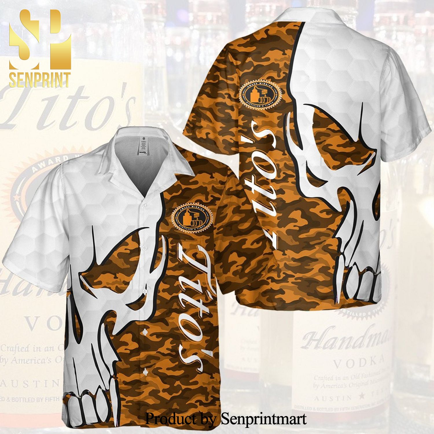Tito’s Handmade Vodka Skull Pattern For Summer Hawaiian Shirt