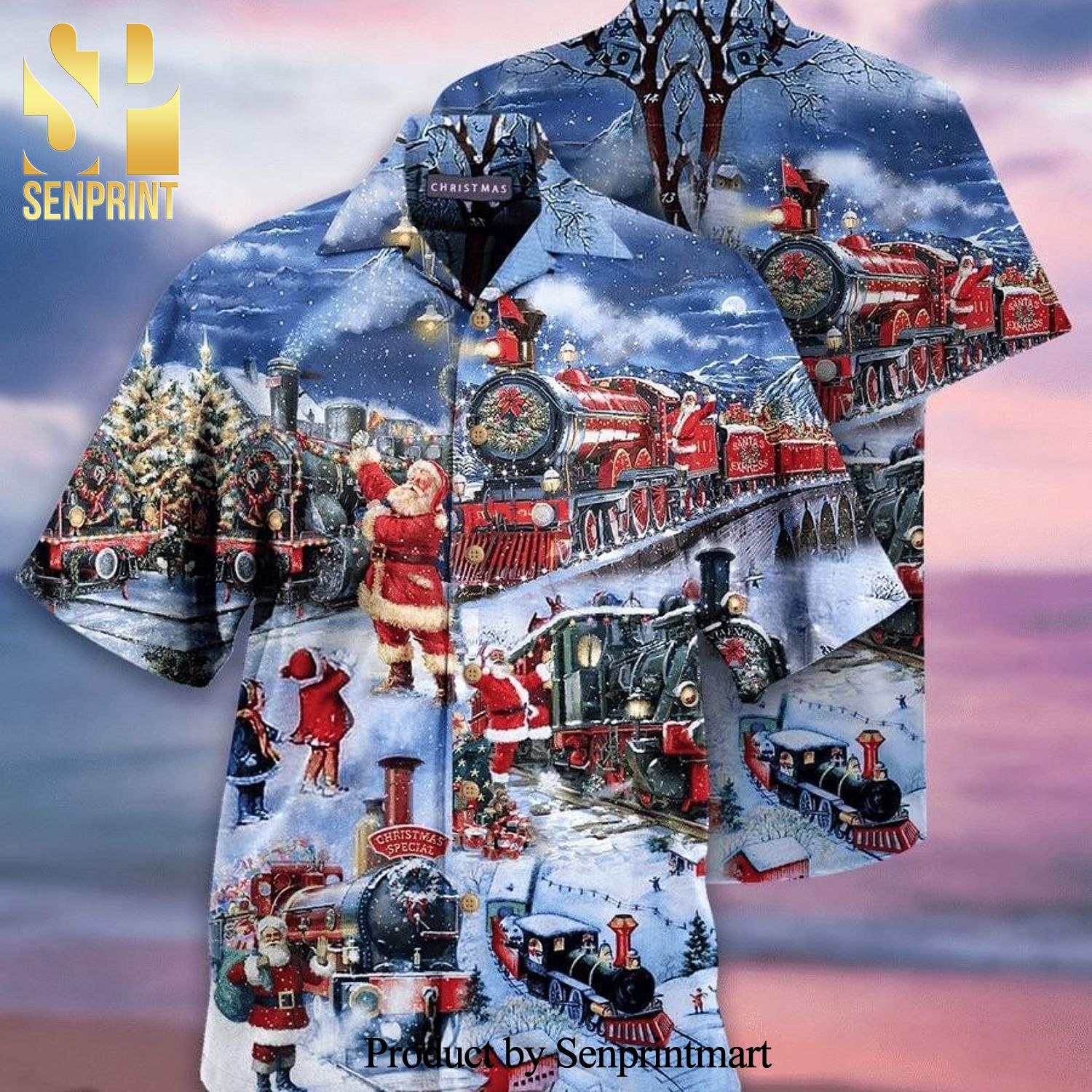 Train To Christmas Holiday Time Hawaiian Shirt