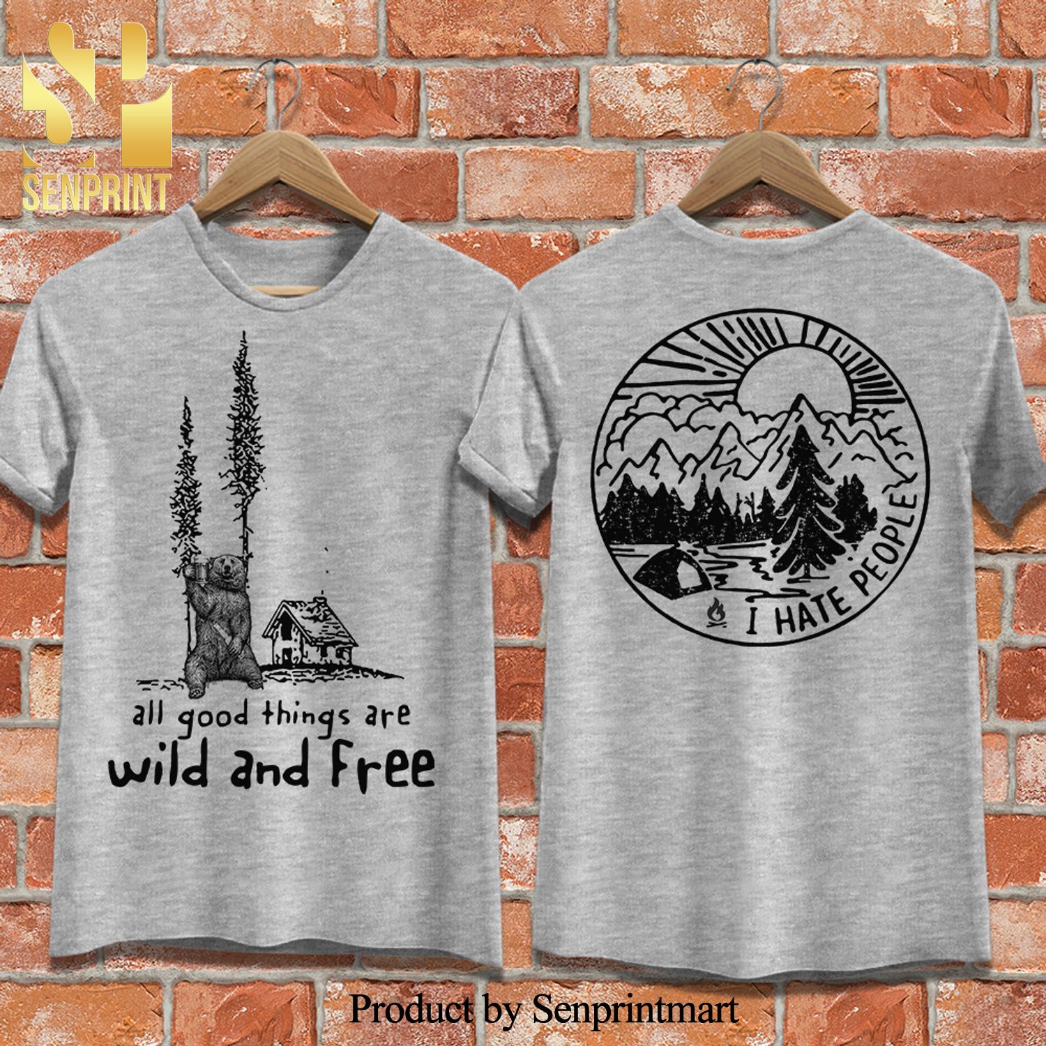 All Good Things Are Wild And Free BW Camping Classic All Over Printed Shirt