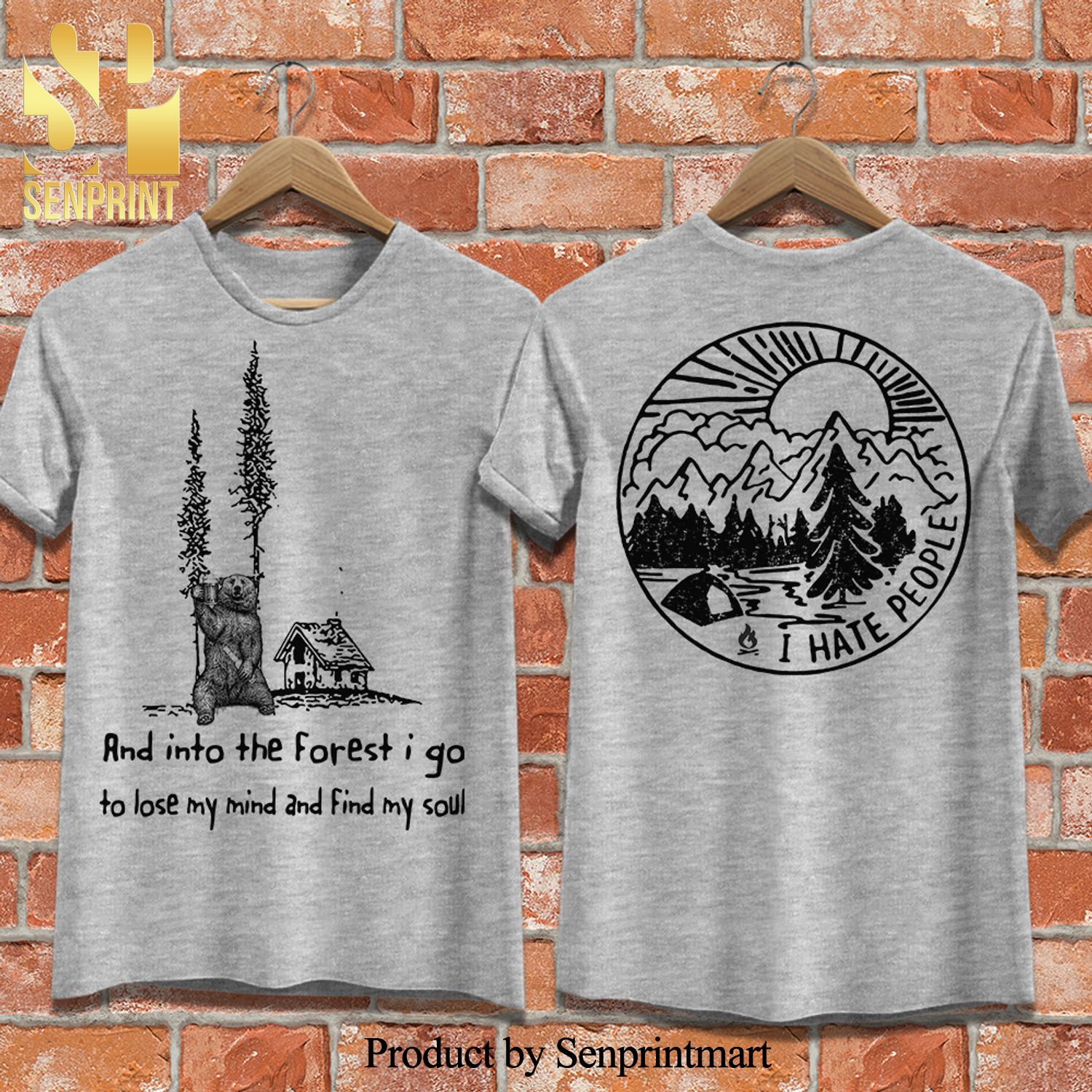 And Into The Forest I Go BW Camping All Over Printed 3D Shirt