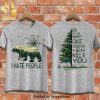 Bear Compass I Hate People All Good Things Camping Unisex All Over Print Shirt