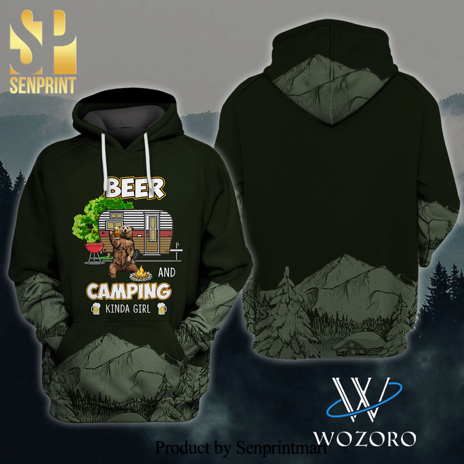 Beer Kinda Girl Camping Full Printing 3D Shirt