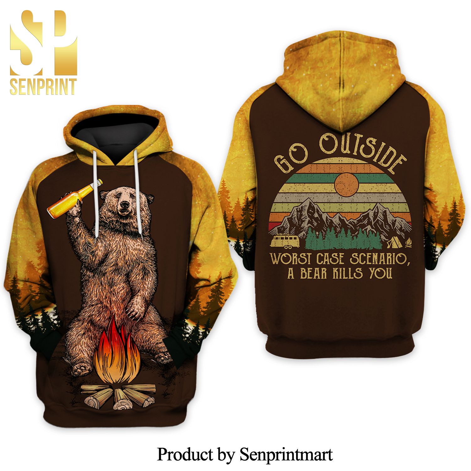 Camping A Bear Kills You Vintage Classic Full Printed Shirt