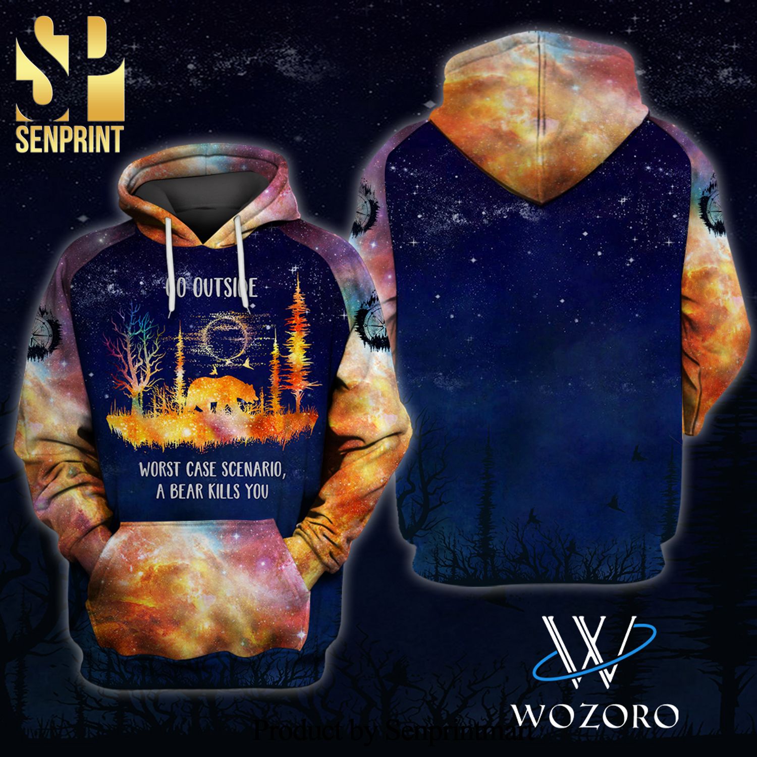 Galaxy Go Outside Worst Case Scenario A Bear Kills You Camping Unisex Full Printed Shirt