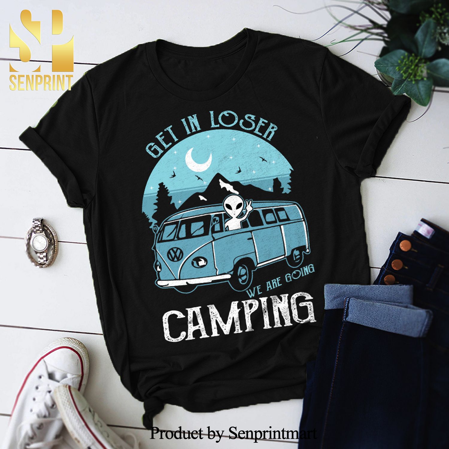 Get In Loser We Are Going Camping Alien Camping Classic Full Printed Shirt