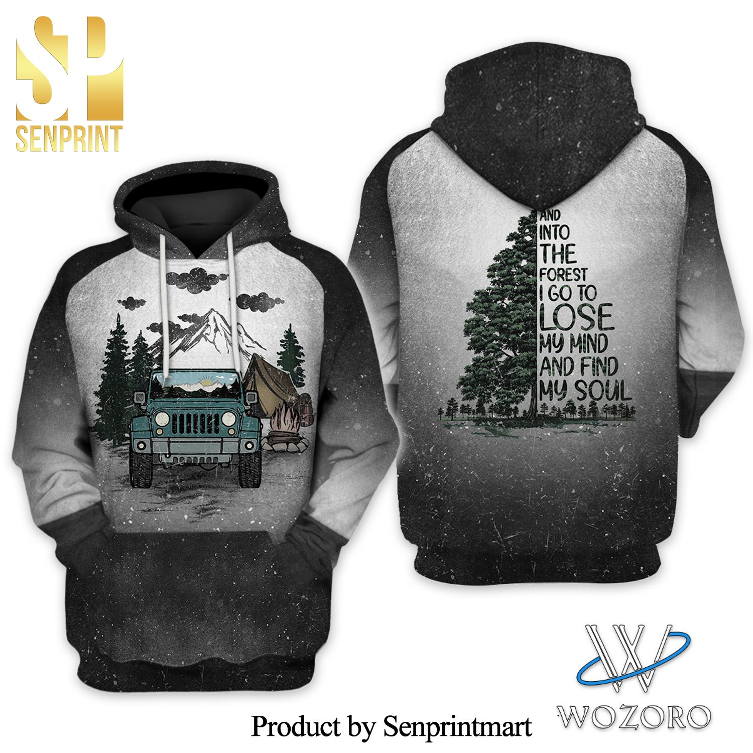 Grey Jeep Into Forest I Go Camping 3D All Over Printed Shirt