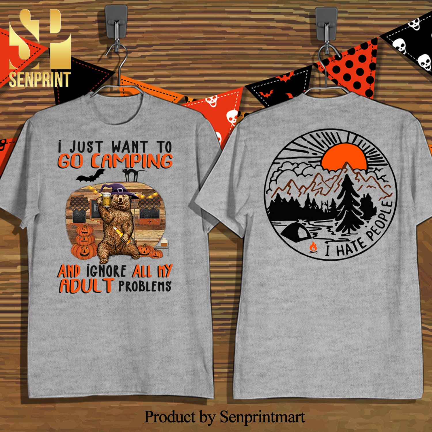 Halloween I Just Want To Go Camping I Hate People Classic Full Printed Shirt