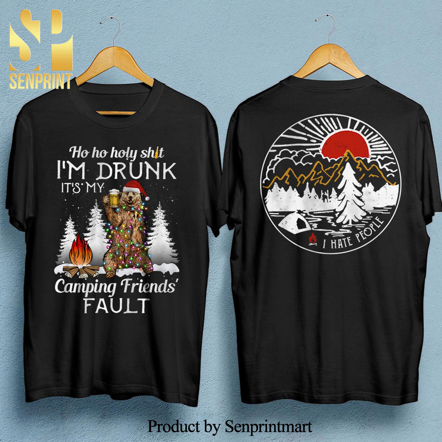 Ho Ho Holy Sh_t I’m Drunk Christmas Camping Full Print Shirt