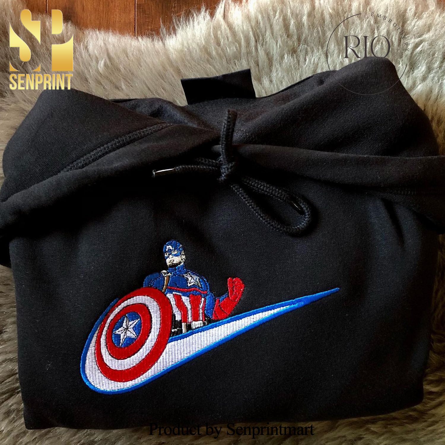 Captain America Superhero Marvel Mcu 2023 Embroidered Shirt Hoodie Crewneck