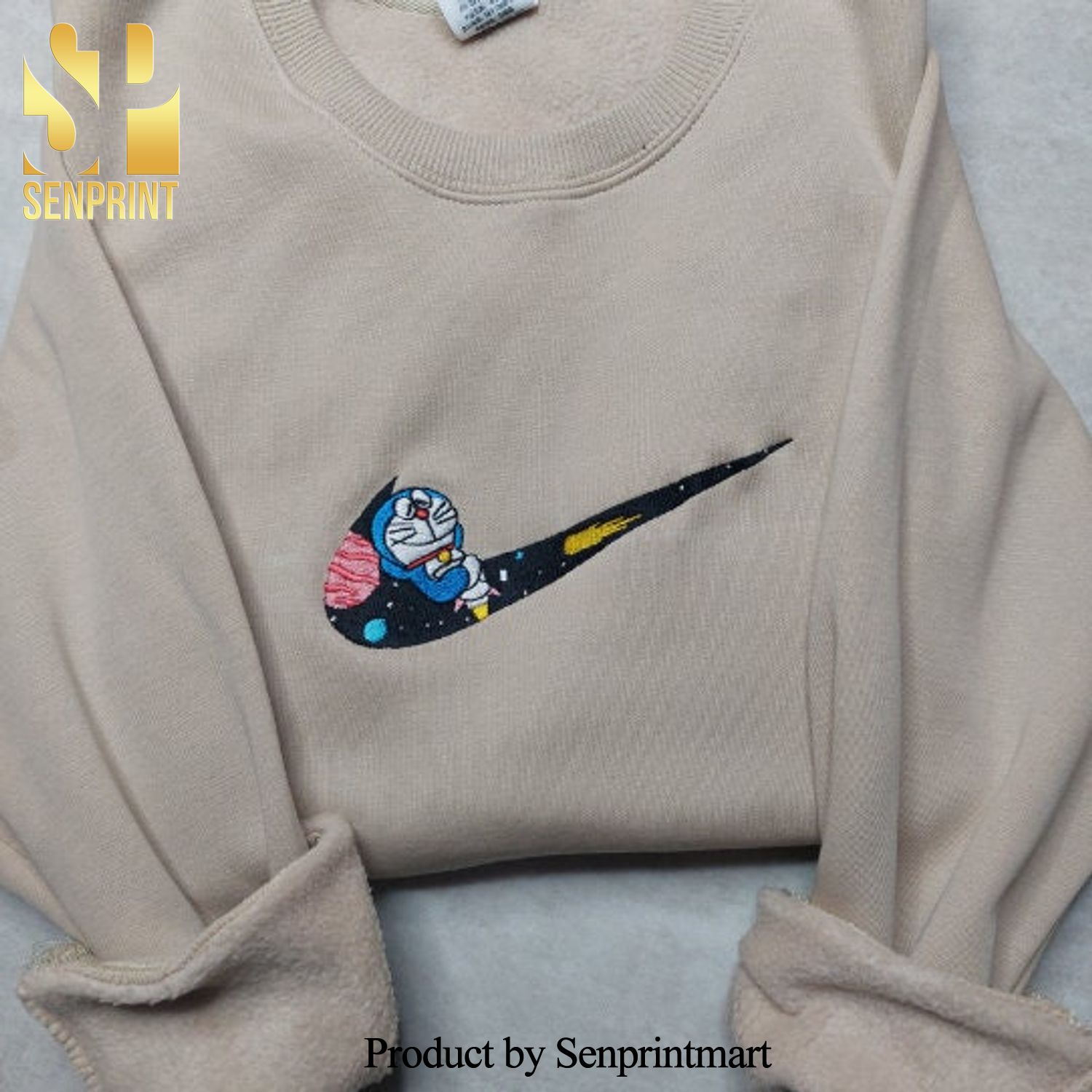 Doraemon Embroidered Sweatshirt Machine Cat Brand Embroidered Sweatshirt Anime Embroidered Sweatshirt Anime Gift Vintage Sweatshirt