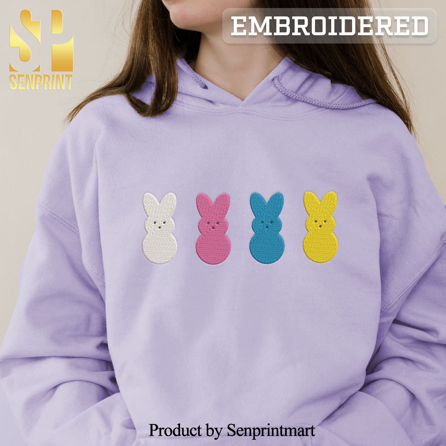 Easter Bunny Embroidered Shirt Minimalist Unisex Trendy Sweatshirt Gift for Her Him Mothers Day