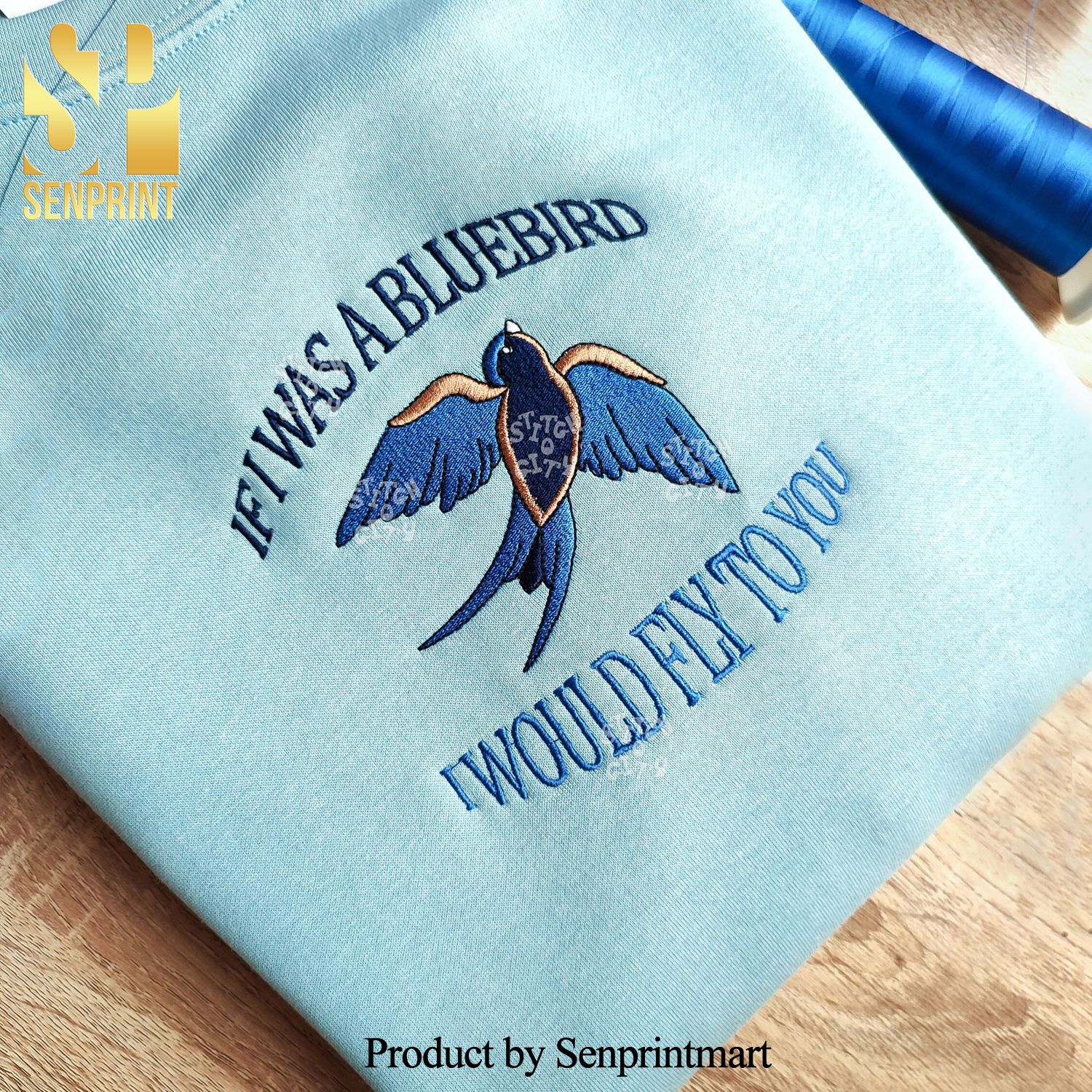 Embroidered BLUEBIRD Inspired Embroidered Shirt