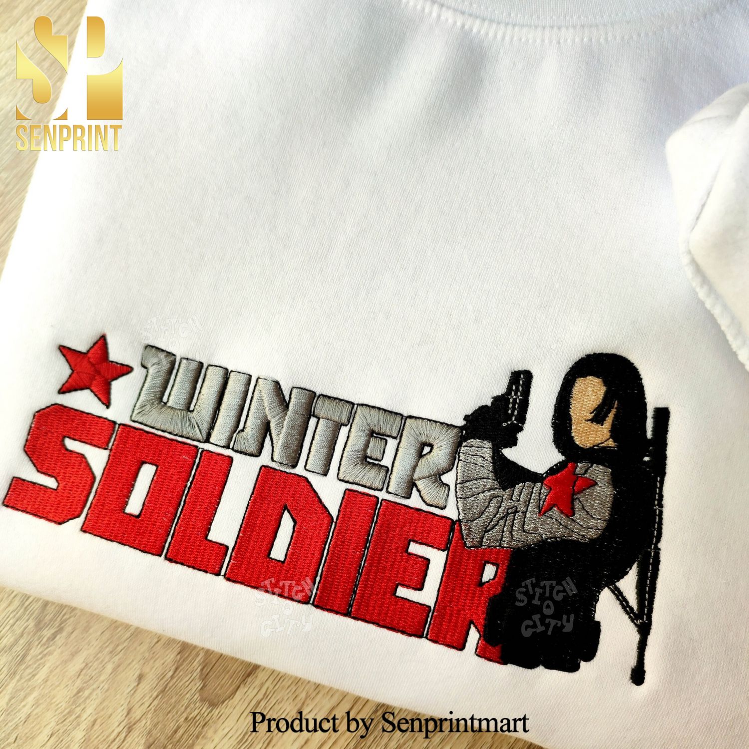 Embroidered Comic solider Characters Embroidered Shirt