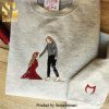 Embroidered Couple Lovely Characters Embroidered Shirt Custom Couple Sweatshirt Valentine’s Day