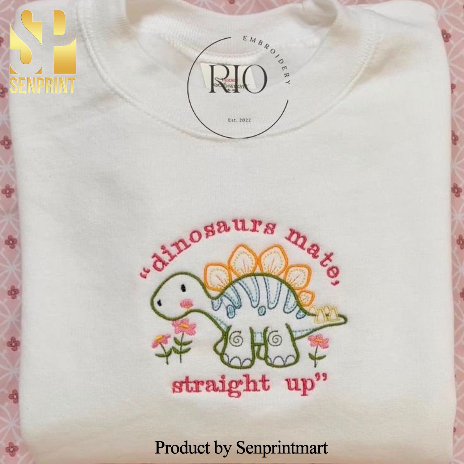 Embroidered Dinosaur SweatshirtCrewneck sweatshirt embroideredTrendy sweatshirtDino Family Crewneck