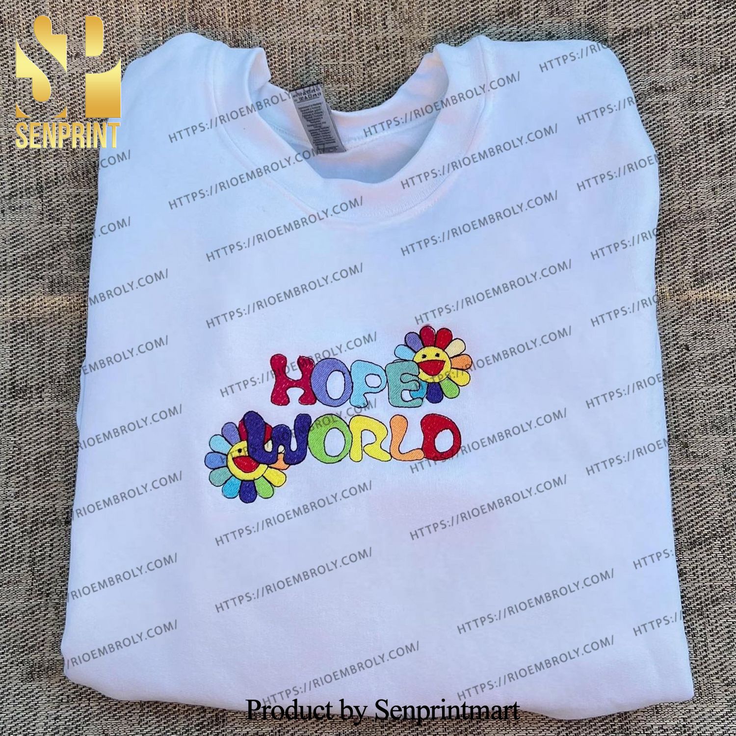 Embroidered Hope World UNISEX Sweatshirt Hobicore Hobihearteu Shop Hobipalooza K-pop Embroidery Sweatshirt